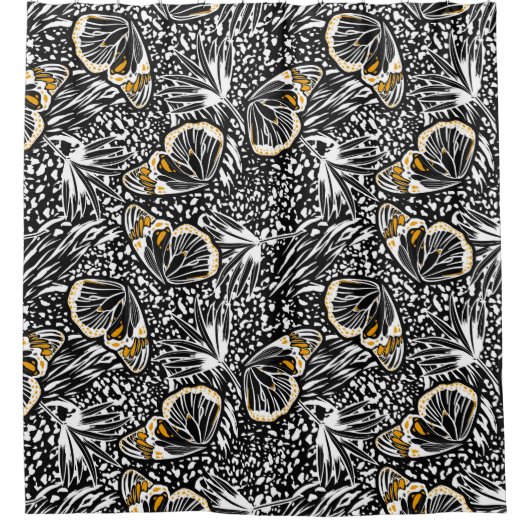 Rideaux De Douche Croquis à la main tendance papillons volant se mél (Devant)