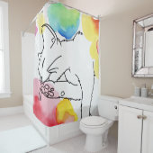 Rideaux De Douche Croquis de chat coloré (En situation)