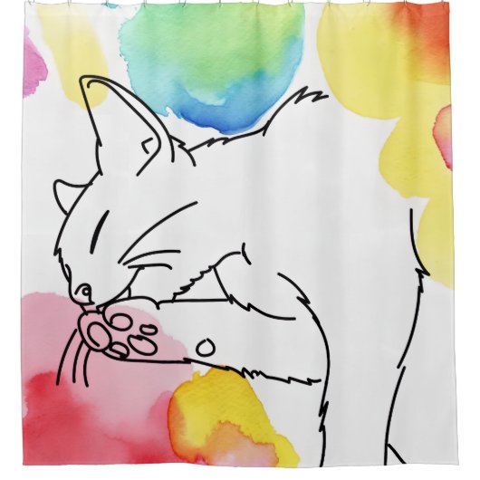 Rideaux De Douche Croquis de chat coloré (Devant)
