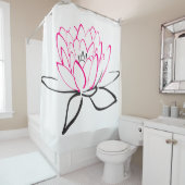 Rideaux De Douche Croquis d'une fleur de lotus (En situation)