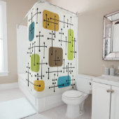 Rideaux De Douche Crosshairs d'art de l'ère Eames dans les années 19 (En situation)