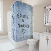 Rideaux De Douche Croyez en vous Blue Denim Motivational (En situation)