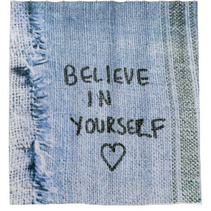 Rideaux De Douche Croyez en vous Blue Denim Motivational