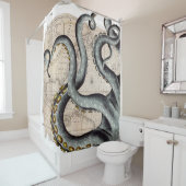 Rideaux De Douche Cru gris de carte de tentacules (En situation)