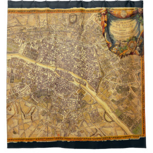 Rideaux De Douche Cru usé France de bord de la carte 1765 antiques