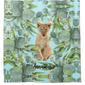Rideaux De Douche Cube Lion Cub Turquoise Green Jungle Forest Leaf (Devant)