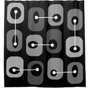 Rideaux De Douche Cubes cramoisi Abstraits Argent noir