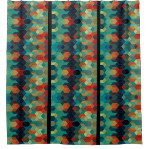 Rideaux De Douche Cubes et bandes colorés modernes Motif géométrique