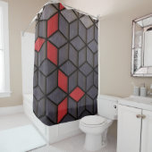 Rideaux De Douche Cubes rouges noirs gris (En situation)