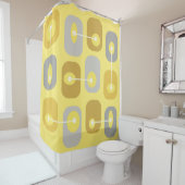 Rideaux De Douche Cubes Squishy Abstraits gris jaune (En situation)