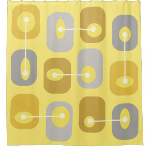 Rideaux De Douche Cubes Squishy Abstraits gris jaune