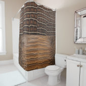 Rideaux De Douche Cuir Brown Faux Alligator (En situation)