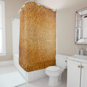 Rideaux De Douche Cuir Brown : fermeture texturée détaillée (En situation)