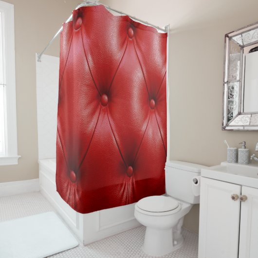 Rideaux De Douche Cuir rouge : Motif d'élévation. (En situation)