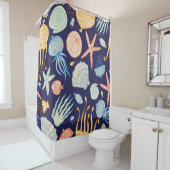 Rideaux De Douche Cuisine motif sans soudure avec méduse, coquilles, (En situation)