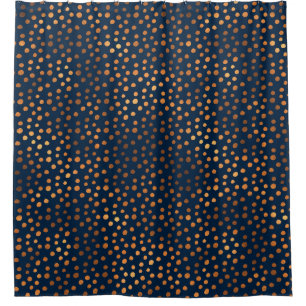 Rideaux De Douche Cuivre de la marine Spots Pois métalliques