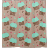 Rideaux De Douche Cupcake à la menthe verte (Devant)