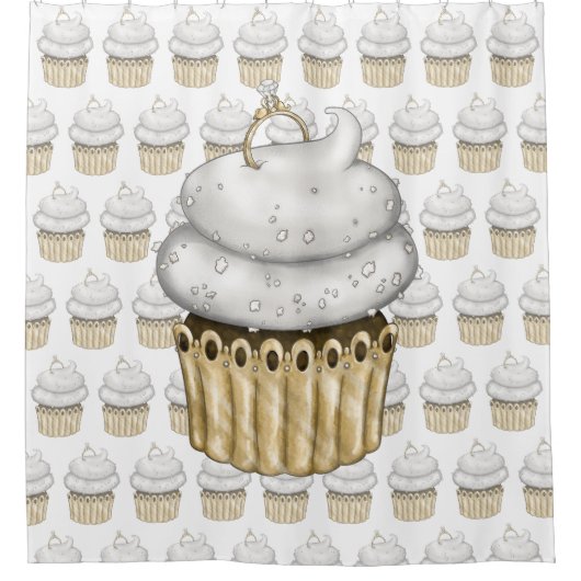 Rideaux De Douche Cupcake Fiançailles doux (Devant)