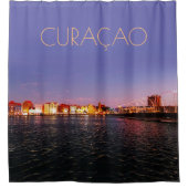 Rideaux De Douche Curaçao at Night avec texte (personnalisable) (Devant)