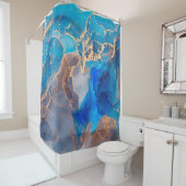 Rideaux De Douche Currents of translucent hues, snaking metallic swi (En situation)