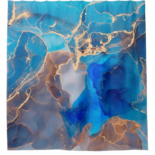 Rideaux De Douche Currents of translucent hues, snaking metallic swi (Devant)