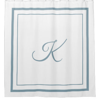Rideaux De Douche Curseur de douche Monogramme bleu foncé