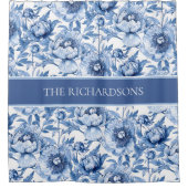 Rideaux De Douche Custom Blue and White Chinoiserie Floral Pattern (Devant)