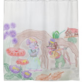 Rideaux De Douche Custom Kids Artwork, deux mignonnes souris, fleurs (Devant)