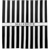 Rideaux De Douche Custom Name Black and White Vertical Striped (Devant)