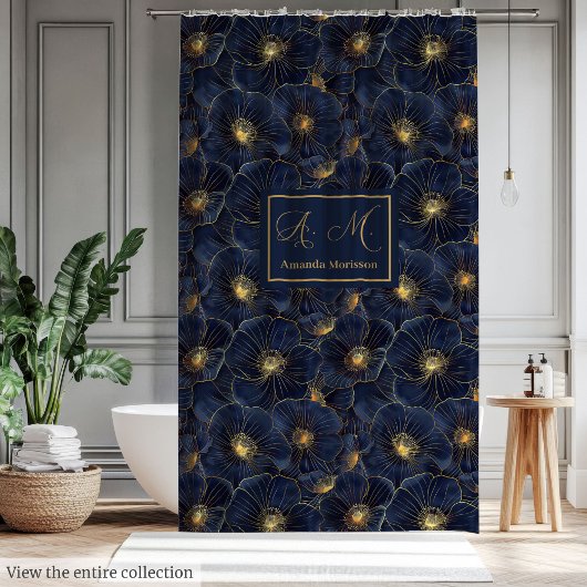 Rideaux De Douche Custom Name Floral Personalized Shower Curtain