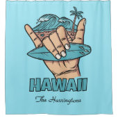 Rideaux De Douche Custom Name & Location Surf Shaka (Devant)