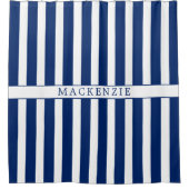 Rideaux De Douche Custom Name Navy and White Vertical Striped (Devant)