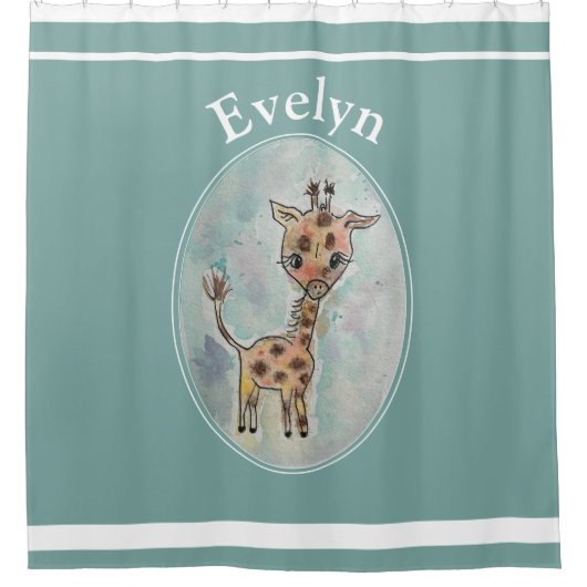 Rideaux De Douche Cute Aquarelle Giraffe Customisée (Devant)