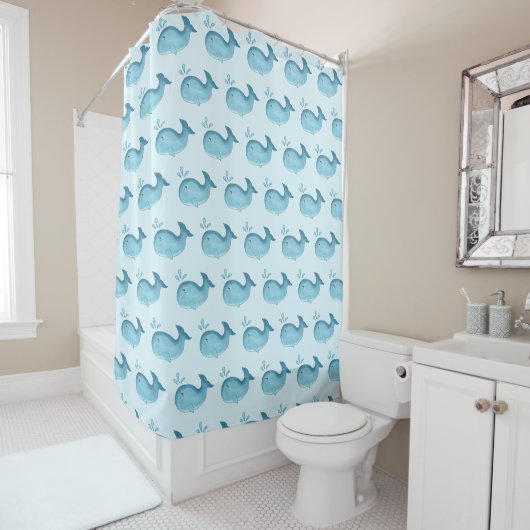 Rideaux De Douche Cute Baby Whale Shower Curtain (En situation)