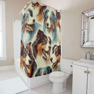 Rideaux De Douche Cute berger australien sans couture