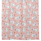 Rideaux De Douche Cute Blanc Kitten Arrière - plan rose (Devant)