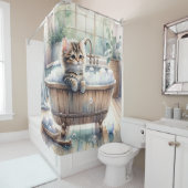 Rideaux De Douche Cute Bubbly Kitten Temps de bain (En situation)