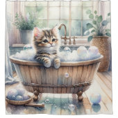 Rideaux De Douche Cute Bubbly Kitten Temps de bain (Devant)