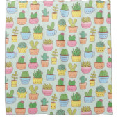 Rideaux De Douche Cute Cactus Succulent Plante Doodles Motif (Devant)