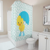 Rideaux De Douche Cute caoutchouc Ducky sur les points bleus (En situation)