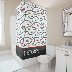 Rideaux De Douche Cute Cars Custom Boy Nom Enfants Salle de bain