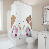 Rideaux De Douche Cute Cartoon Animals Gender Neutral  (En situation)