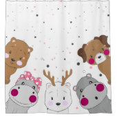 Rideaux De Douche Cute Cartoon Animals Gender Neutral  (Devant)