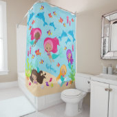 Rideaux De Douche Cute Cartoon Fille Sirène Sous La Salle De Bains D (En situation)