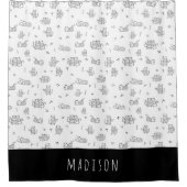 Rideaux De Douche Cute Cats Motif Doodé noir et blanc (Devant)
