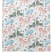 Rideaux De Douche Cute Cats Motif Pastel Aquarelles Illustration (Devant)