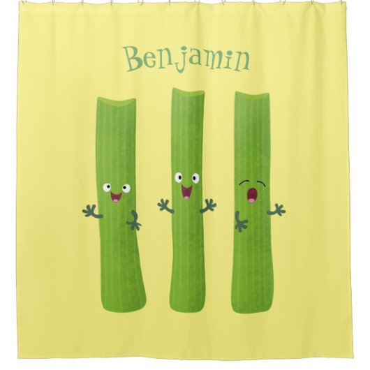Rideaux De Douche Cute céleri bâtons trio caricature légumes (Devant)