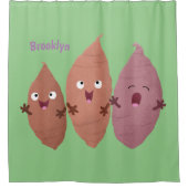 Rideaux De Douche Cute chantant des patates douces caricaturales lég (Devant)