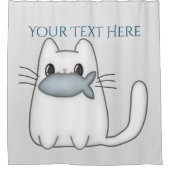Rideaux De Douche Cute chat avec poisson Prix (Devant)