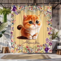 Cute chaton avec fleurs d'aquarelle